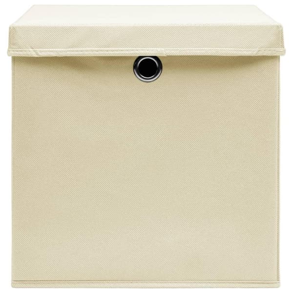 vidaXL Förvaringslådor med lock 4 st 28x28x28 cm gräddvit