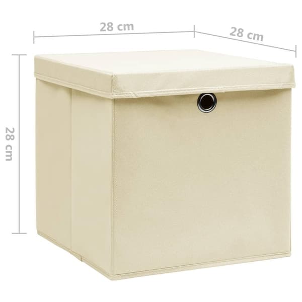 vidaXL Oppbevaringsbokser med deksler 10 stk 28x28x28 cm kremhvit
