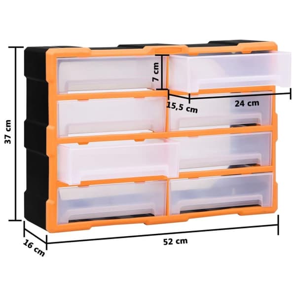vidaXL Sortimentskåp med 8 stora lådor 52x16x37 cm
