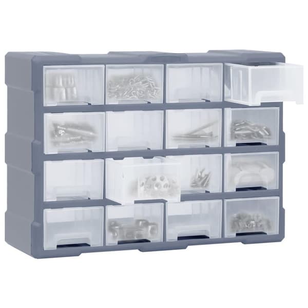 vidaXL Sortimentskap med 16 mellomstore skuffer 52x16x37 cm