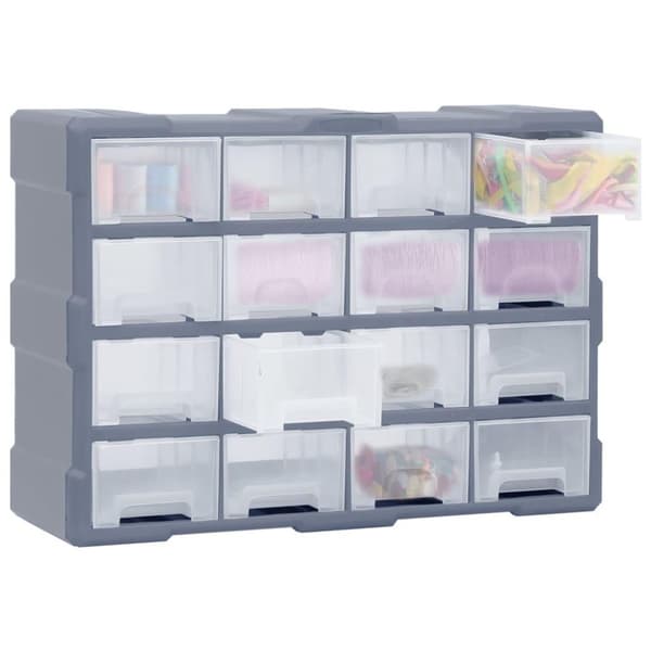vidaXL Sortimentskap med 16 mellomstore skuffer 52x16x37 cm