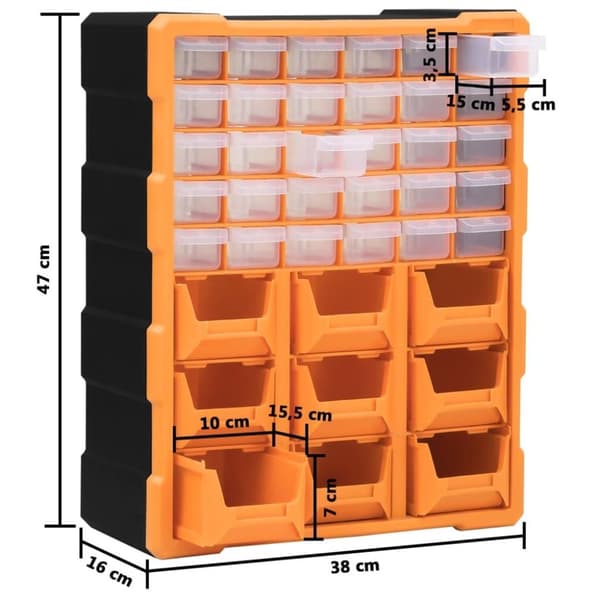 vidaXL Sortimentskap med 39 skuffer 38x16x47 cm