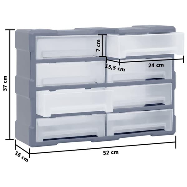 vidaXL Sortimentskåp med 8 stora lådor 52x16x37 cm