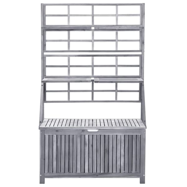 vidaXL Oppbevaringsboks med espalier grå 99x55x160 cm heltre akasie