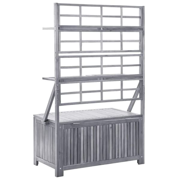 vidaXL Oppbevaringsboks med espalier grå 99x55x160 cm heltre akasie