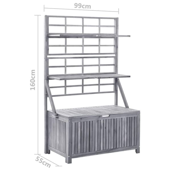vidaXL Oppbevaringsboks med espalier grå 99x55x160 cm heltre akasie
