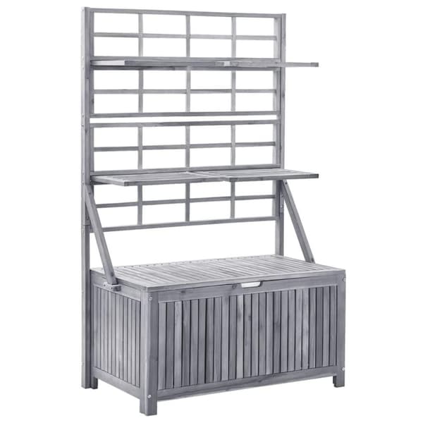 vidaXL Oppbevaringsboks med espalier grå 99x55x160 cm heltre akasie