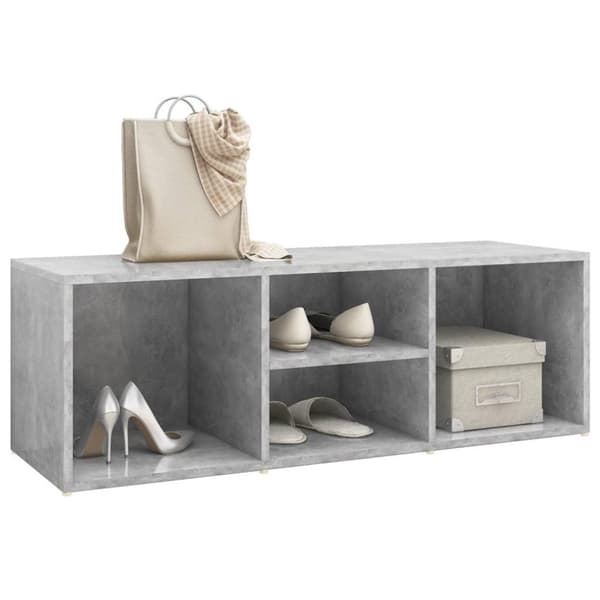 vidaXL skobænk 105x35x35 cm spånplade betongrå