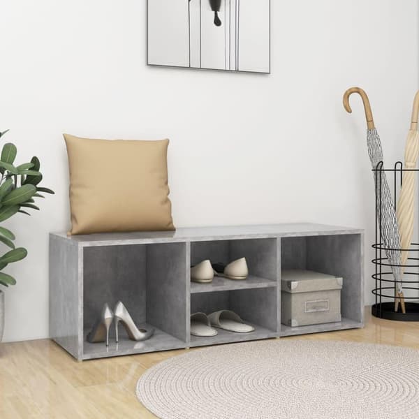 vidaXL skobænk 105x35x35 cm spånplade betongrå