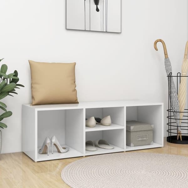vidaXL skobænk 105x35x35 cm spånplade hvid