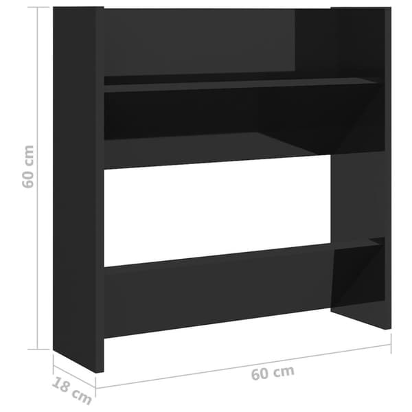 vidaXL Väggmonterat skoställ 2 st svart högglans 60x18x60 cm spånskiva