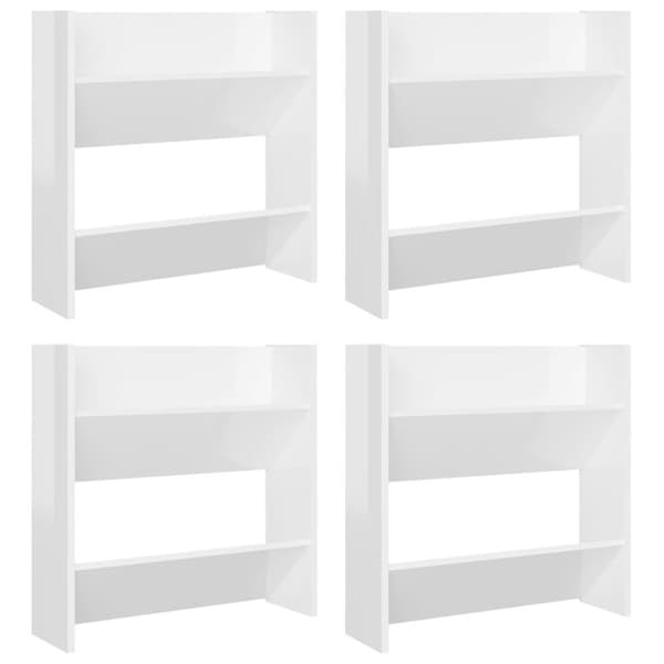 vidaXL Seinäkenkäkaapit 4 kpl korkeakiilto valk. 60x18x60 cm lastulevy