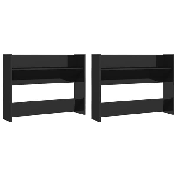 vidaXL Veggskoskap 2 stk 80x18x60 cm høyglans svart sponplate
