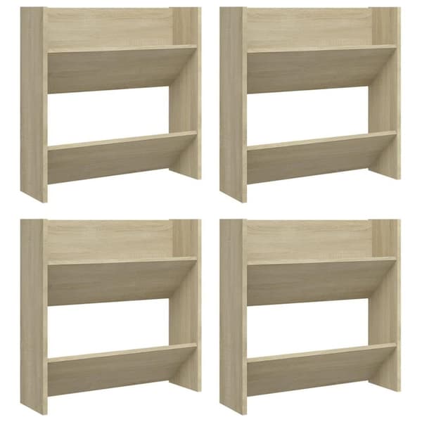 vidaXL væghængte skoskabe 4 stk. 60x18x60 cm spånplade sonoma-eg