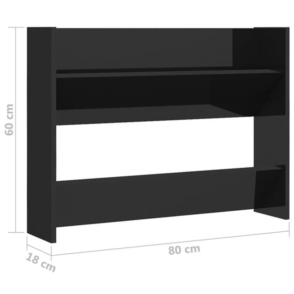 vidaXL væghængte skoskabe 2 stk. 80x18x60 cm spånplade sort højglans