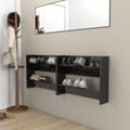 Miniatyrbillede 9 af 10: vidaXL væghængte skoskabe 2 stk. 80x18x60 cm spånplade sort højglans