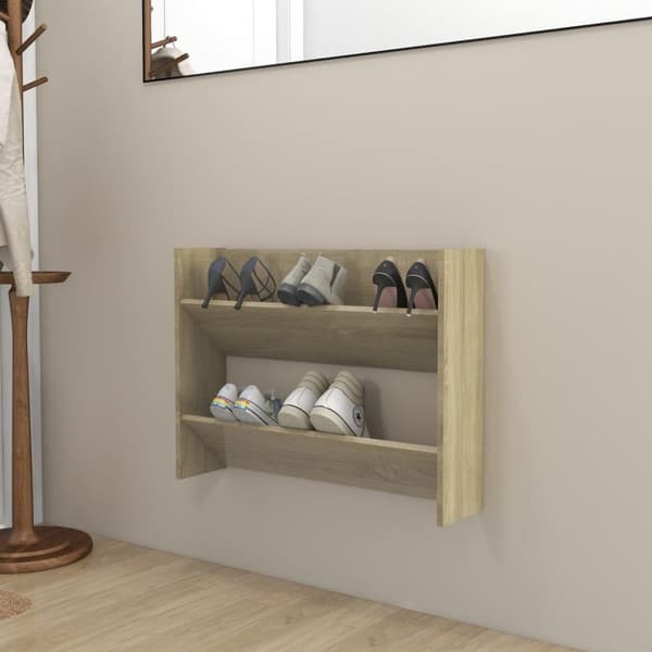 vidaXL væghængt skoskab 80x18x60 cm spånplade sonoma-eg