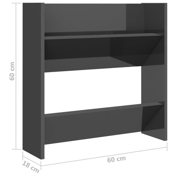 vidaXL væghængt skoskab 60x18x60 cm spånplade grå højglans