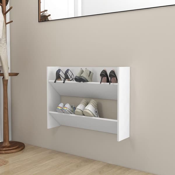 vidaXL væghængt skoskab 80x18x60 cm spånplade hvid