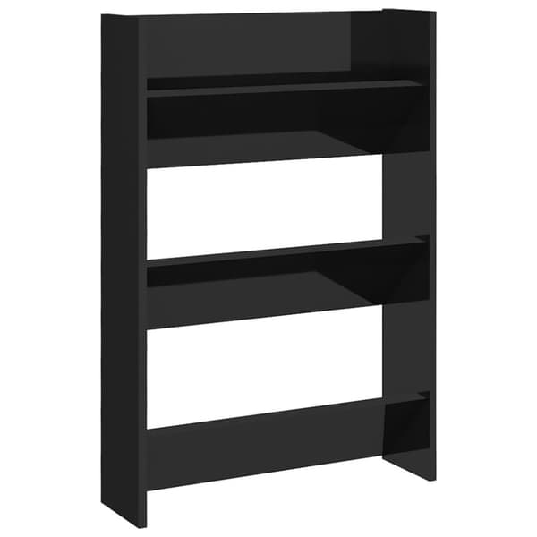 vidaXL væghængt skoskab 2 stk. 60x18x90 cm spånplade sort højglans