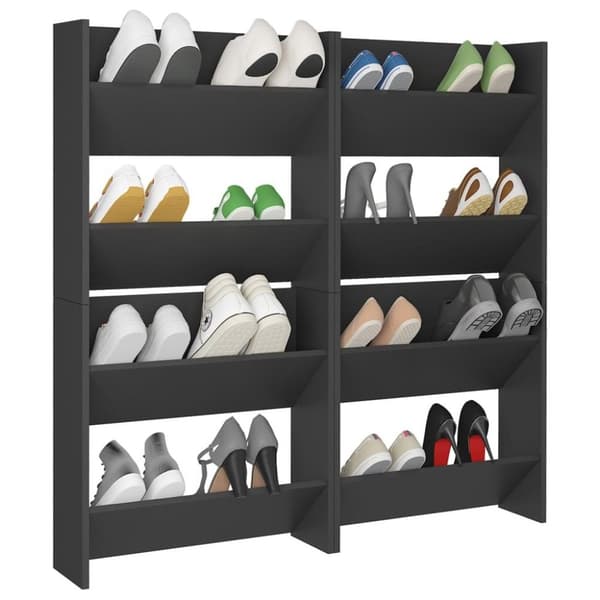 vidaXL Seinäkenkäkaapit 4 kpl harmaa 60x18x60 cm lastulevy