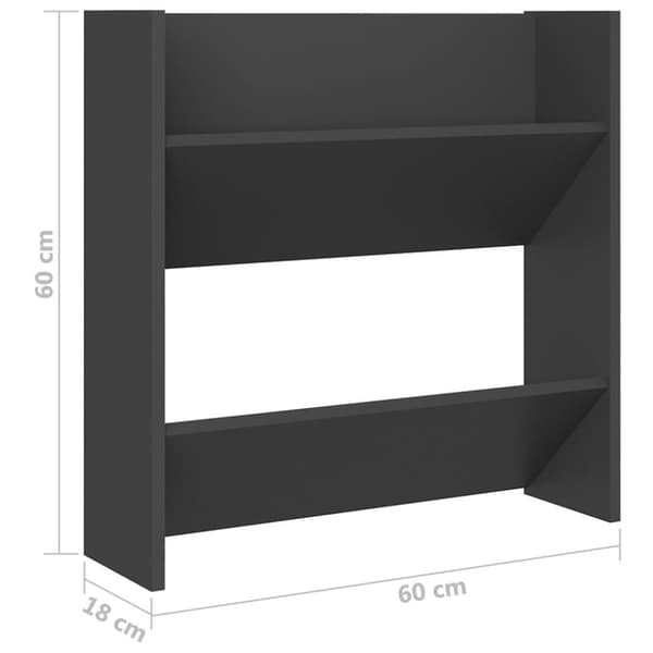 vidaXL Seinäkenkäkaapit 4 kpl harmaa 60x18x60 cm lastulevy