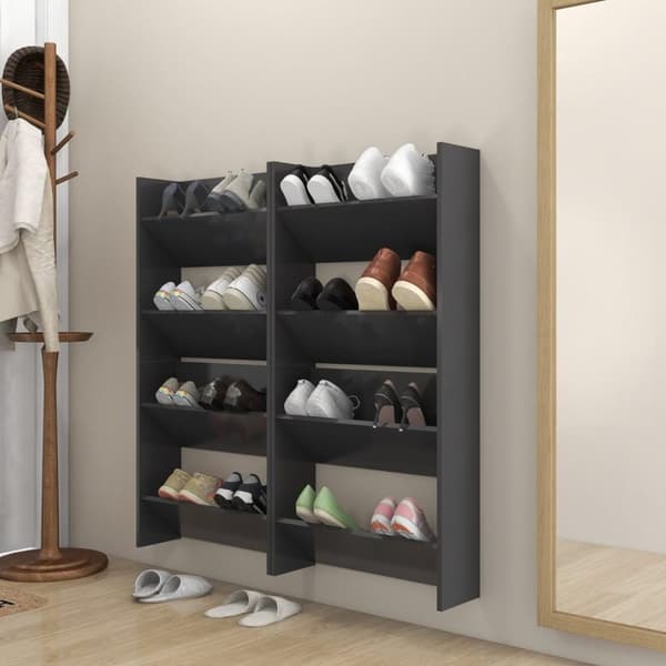 vidaXL Seinäkenkäkaapit 4 kpl harmaa 60x18x60 cm lastulevy