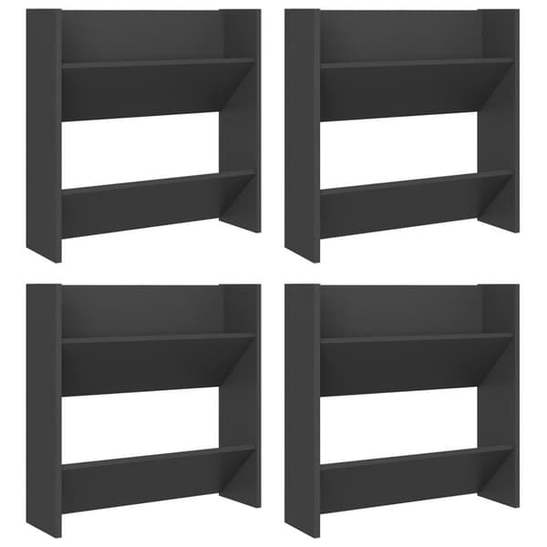 vidaXL Seinäkenkäkaapit 4 kpl harmaa 60x18x60 cm lastulevy