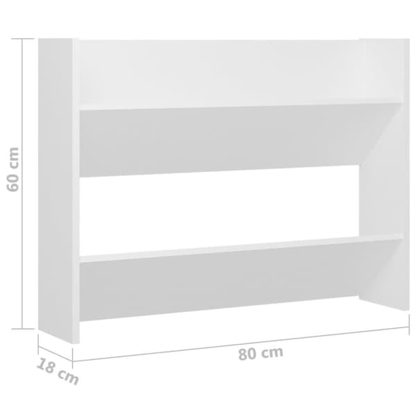 vidaXL Väggmonterat skoställ vit 80x18x60 cm spånskiva