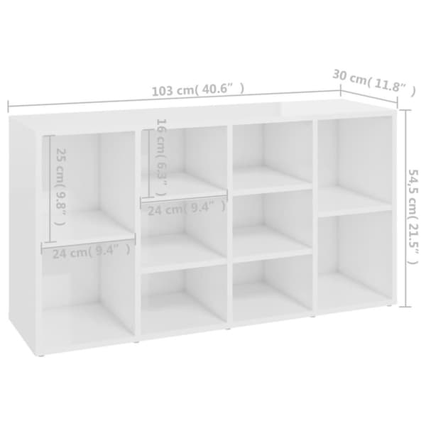 vidaXL skoreol 103x30x54,5 cm spånplade hvid højglans