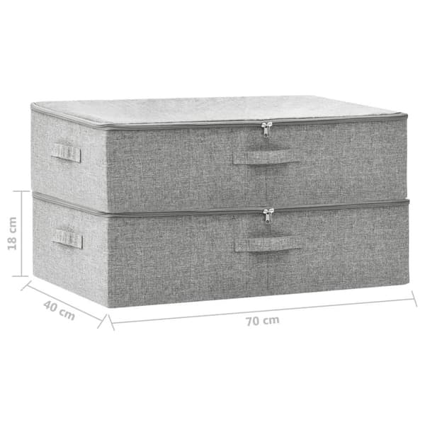 vidaXL Förvaringslåda 2 st tyg 70x40x18 cm grå