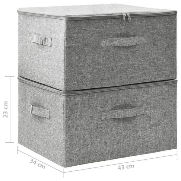 vidaXL opbevaringskasser 2 stk. 43x34x23 cm stof grå