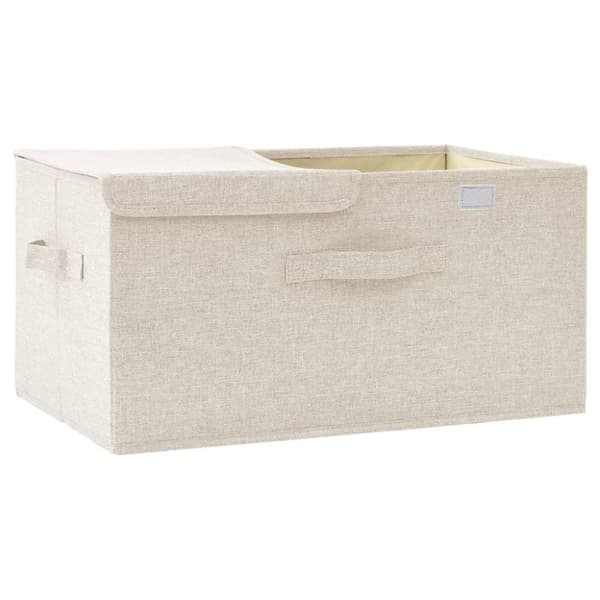 vidaXL Förvaringslåda tyg 50x30x25 cm gräddvit