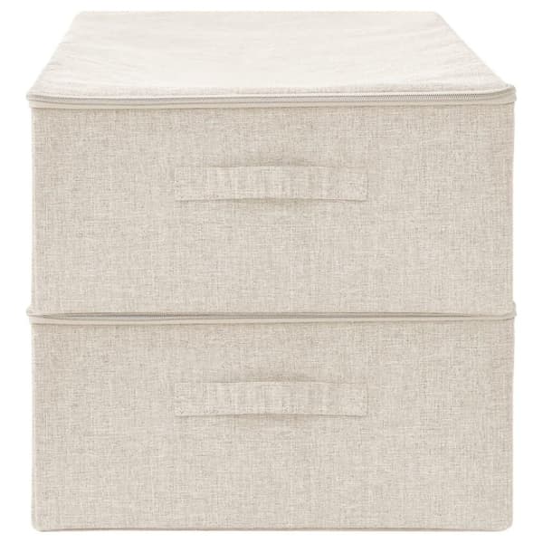 vidaXL opbevaringskasser 2 stk. 70x40x18 cm stof cremefarvet