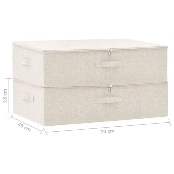 vidaXL opbevaringskasser 2 stk. 70x40x18 cm stof cremefarvet