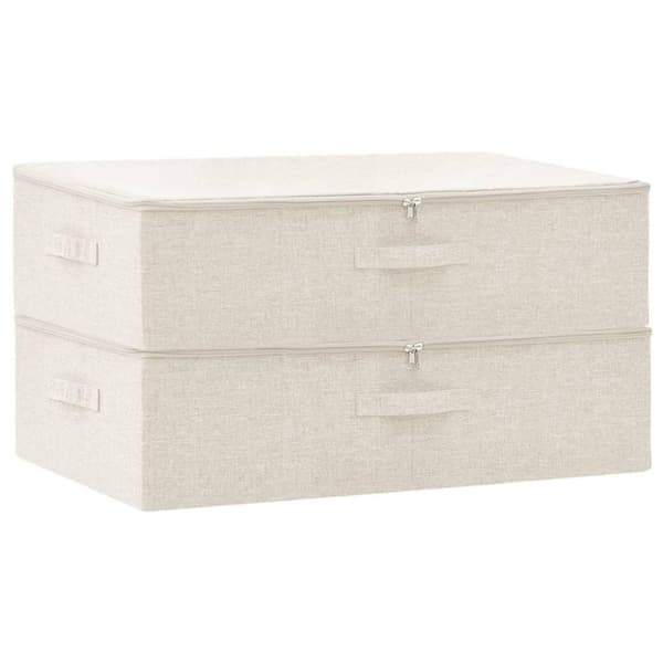 vidaXL opbevaringskasser 2 stk. 70x40x18 cm stof cremefarvet