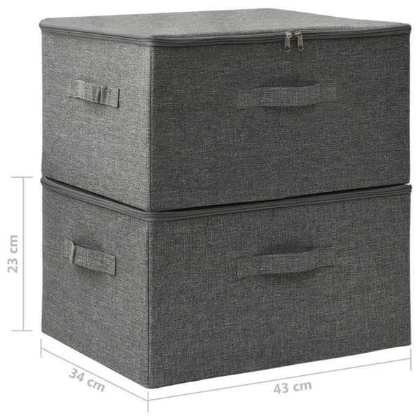 vidaXL Oppbevaringsbokser 2 stk stoff 43x34x23 cm antrasitt