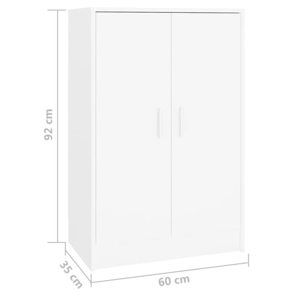 vidaXL skoskab 60x35x92 cm spånplade hvid
