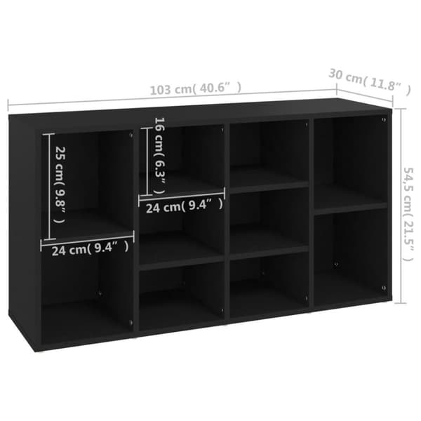 vidaXL Kenkien säilytyspenkki musta 103x30x54,5 cm lastulevy