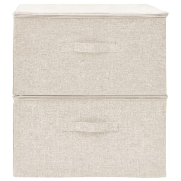 vidaXL Förvaringslåda 2 st tyg 43x34x23 cm gräddvit