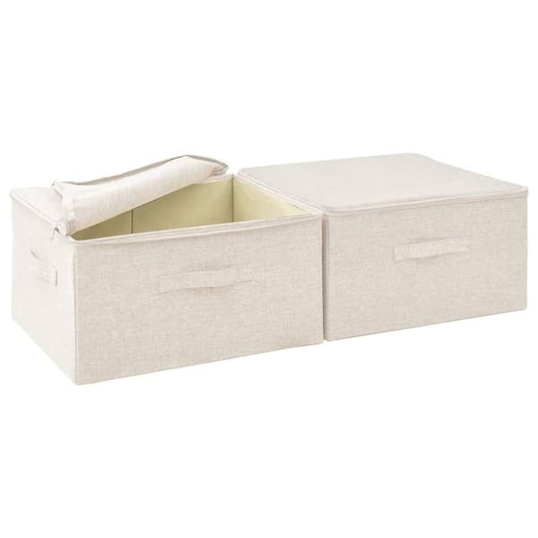 vidaXL Förvaringslåda 2 st tyg 43x34x23 cm gräddvit