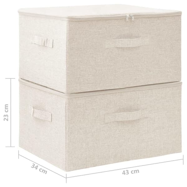 vidaXL Förvaringslåda 2 st tyg 43x34x23 cm gräddvit