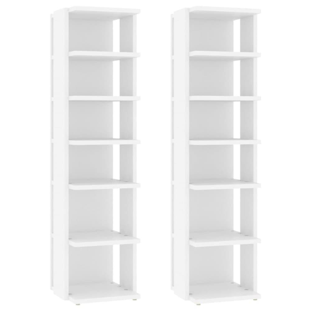 vidaXL Skohyllor 2 st vit 25x27x102 cm spånskiva
