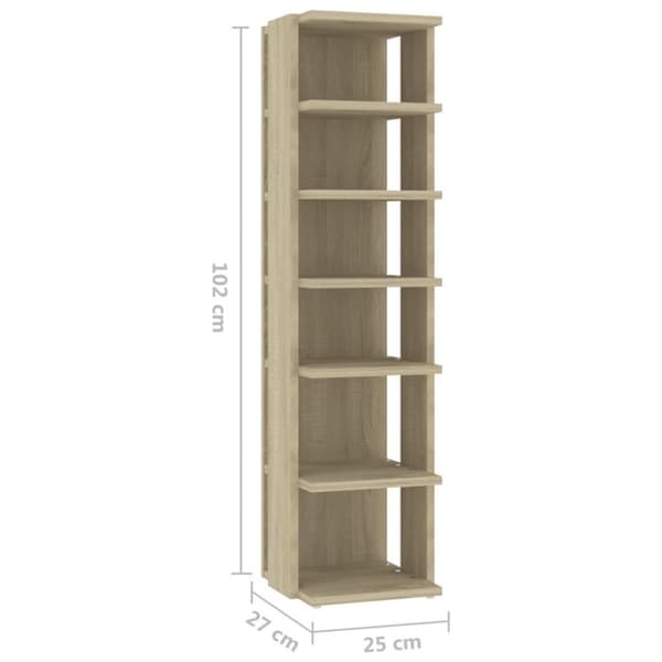 vidaXL Skoskap sonoma eik 25x27x102 cm sponplate