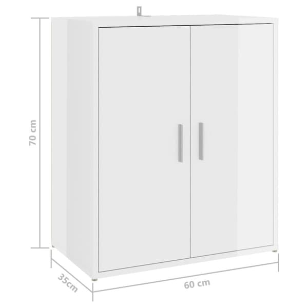vidaXL skoskab 60x35x70 cm spånplade hvid højglans