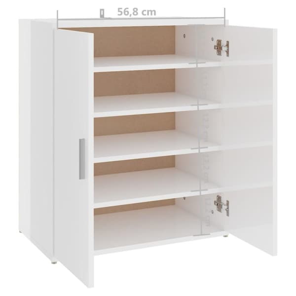 vidaXL skoskab 60x35x70 cm spånplade hvid højglans