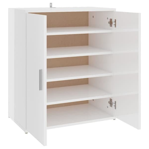 vidaXL skoskab 60x35x70 cm spånplade hvid højglans