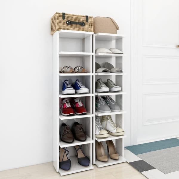 vidaXL Skoskap 2 stk høyglans hvit 25x27x102 cm