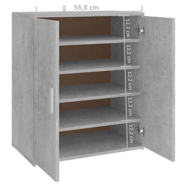 vidaXL Skoskap betonggrå 60x35x70 cm sponplate