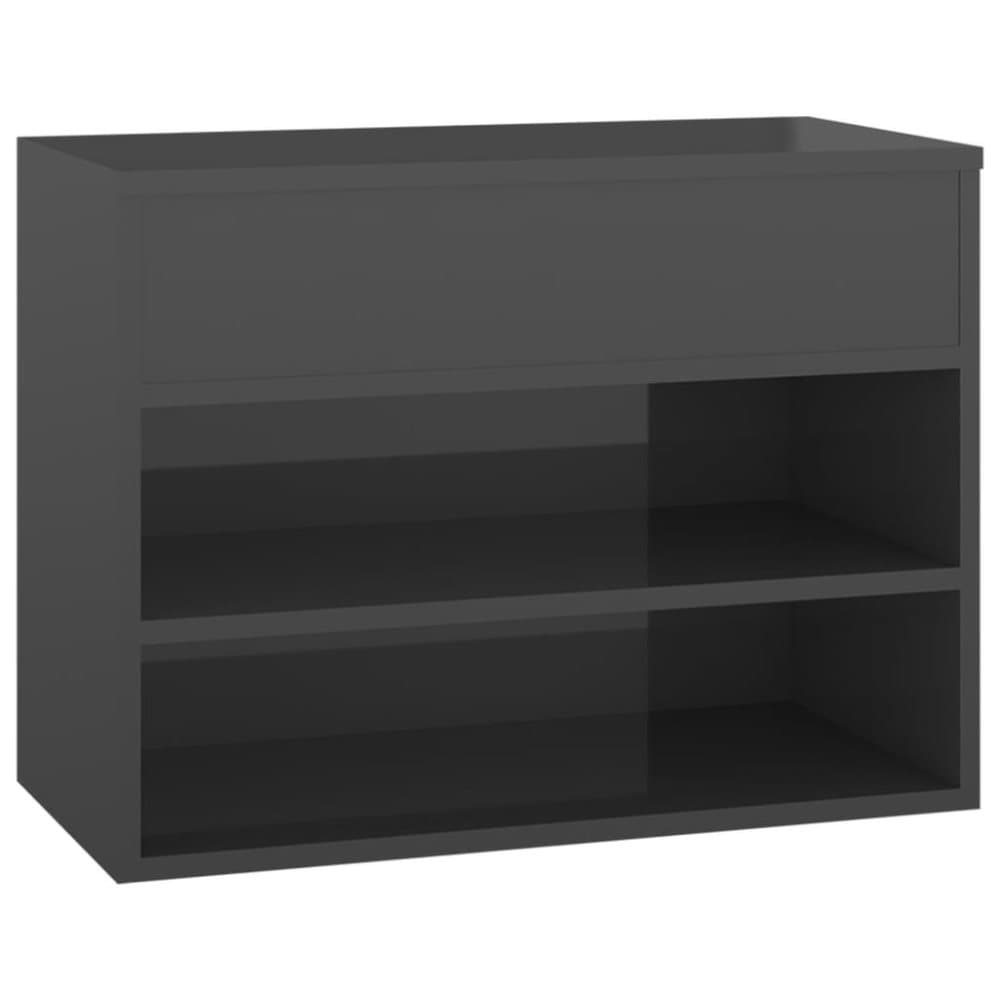 vidaXL Skobänk grå högglans 60x30x45 cm spånskiva